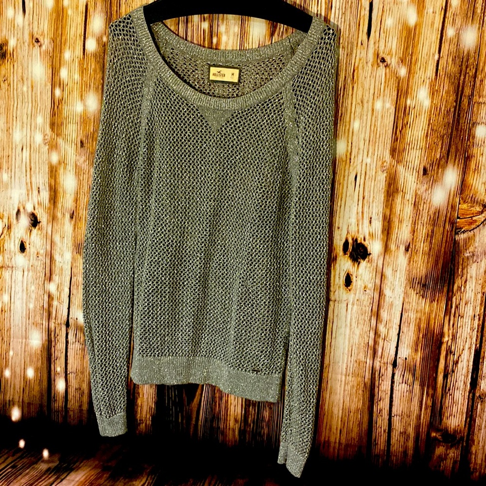 Hollister sparkly silver sweater size medium